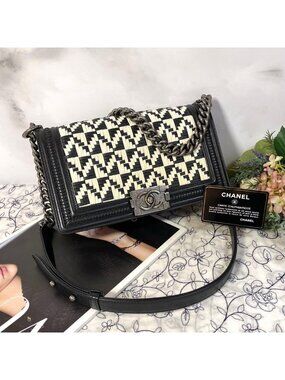 Chanel Boy Bicolor Black Silver Shoulder